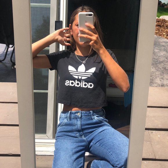 adidas Tops - Adidas Originals Logo Black Crop Top